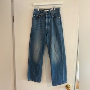 Levi straight leg rib cage jeans.